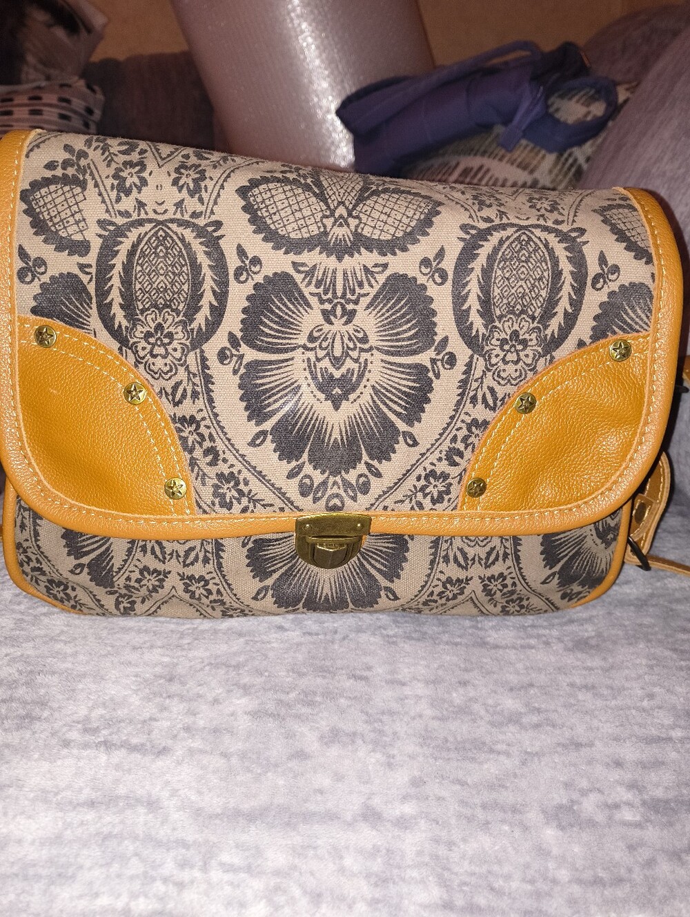Women’s Canvas Myra Crossbody Bag with Orange Trim - Picture 1 of 1